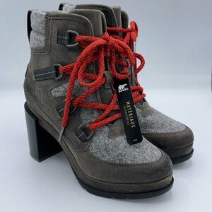Sorel Women's Lace Up Boots - Gray and Red